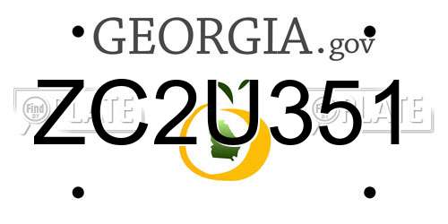 ZC2U351 Georgia License Plate