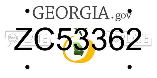 ZC53362 Georgia License Plate