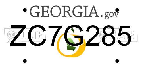 ZC7G285 Georgia License Plate