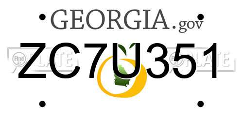 ZC7U351 Georgia License Plate