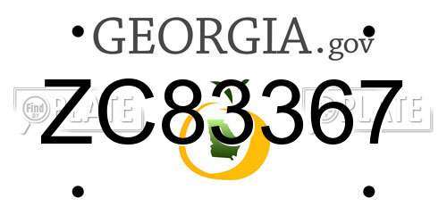 ZC83367 Georgia License Plate