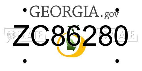 ZC86280 Georgia License Plate