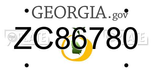 ZC86780 Georgia License Plate