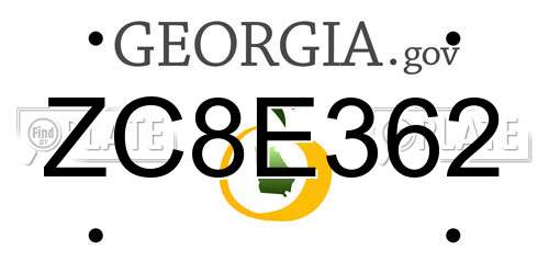 ZC8E362 Georgia License Plate