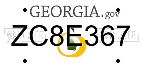ZC8E367 Georgia License Plate