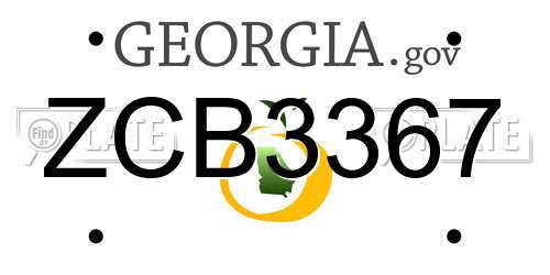 ZCB3367 Georgia License Plate