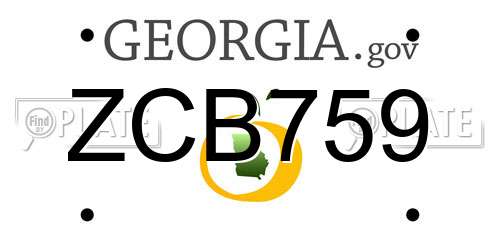 ZCB759 Georgia License Plate