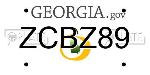 ZCBZ89 Georgia License Plate