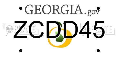 ZCDD45 Georgia License Plate