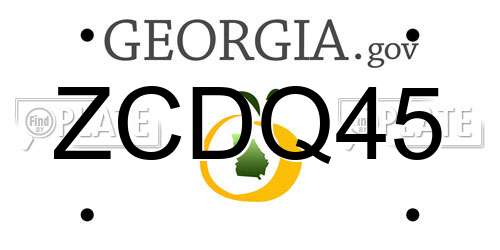 ZCDQ45 Georgia License Plate
