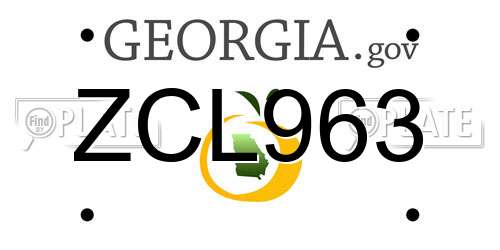 ZCL963 Georgia License Plate