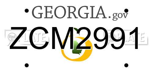 ZCM2991 Georgia License Plate