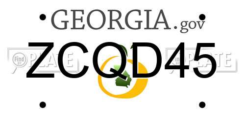 ZCQD45 Georgia License Plate