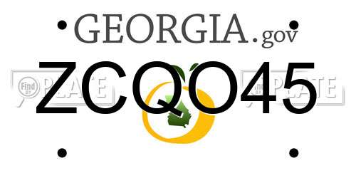 ZCQO45 Georgia License Plate