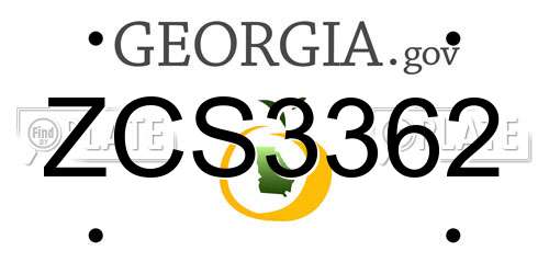 ZCS3362 Georgia License Plate