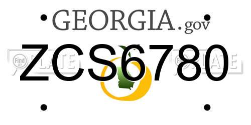 ZCS6780 Georgia License Plate