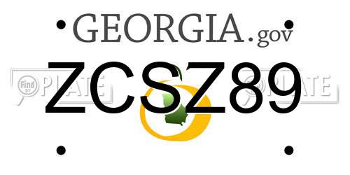 ZCSZ89 Georgia License Plate