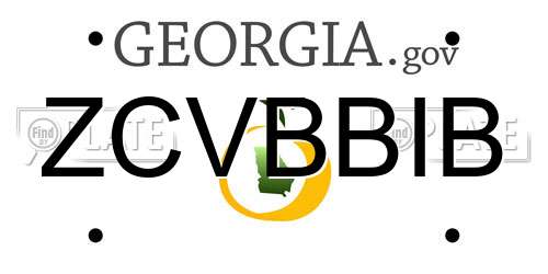 ZCVBBIB Georgia License Plate