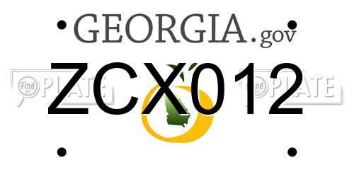 ZCX012 Georgia License Plate