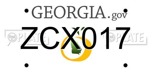 ZCX017 Georgia License Plate