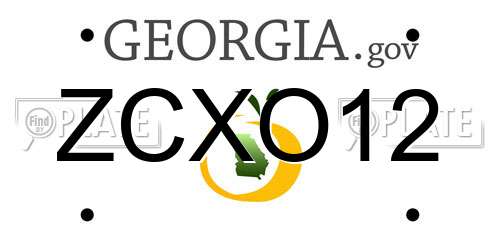 ZCXO12 Georgia License Plate