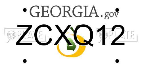 ZCXQ12 Georgia License Plate