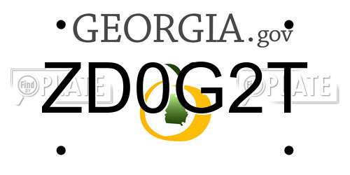 ZD0G2T Georgia License Plate