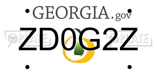 ZD0G2Z Georgia License Plate