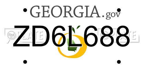 ZD6L688 Georgia License Plate