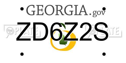 ZD6Z2S Georgia License Plate