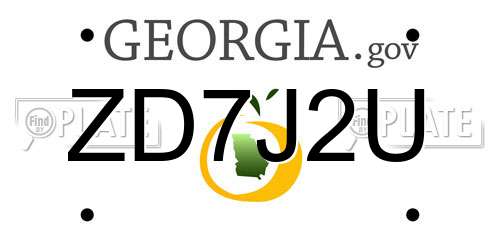 ZD7J2U Georgia License Plate