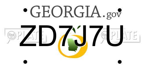 ZD7J7U Georgia License Plate