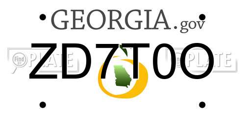 ZD7T0O Georgia License Plate