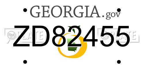 ZD82455 Georgia License Plate