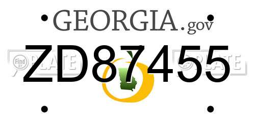 ZD87455 Georgia License Plate