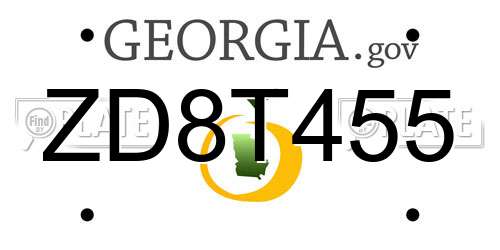 ZD8T455 Georgia License Plate