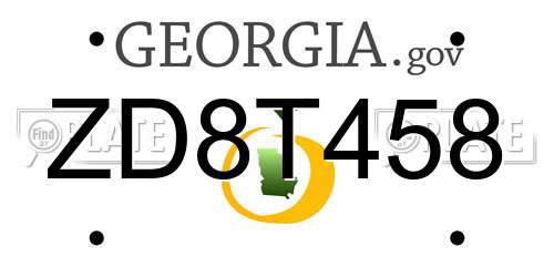 ZD8T458 Georgia License Plate