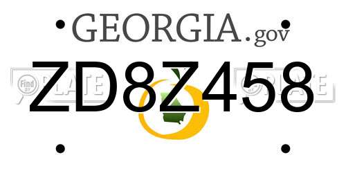 ZD8Z458 Georgia License Plate