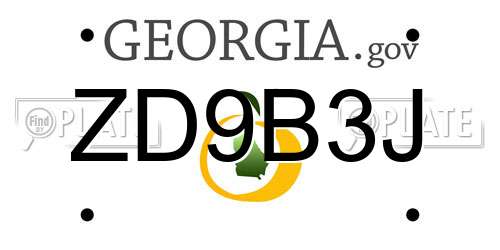ZD9B3J Georgia License Plate