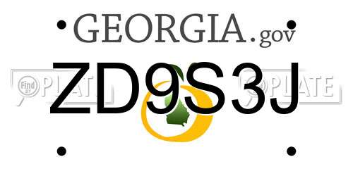 ZD9S3J Georgia License Plate