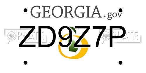 ZD9Z7P Georgia License Plate