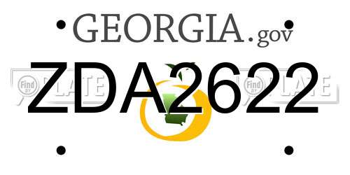 ZDA2622 Georgia License Plate