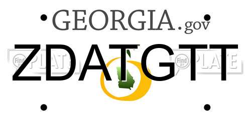 ZDATGTT Georgia License Plate