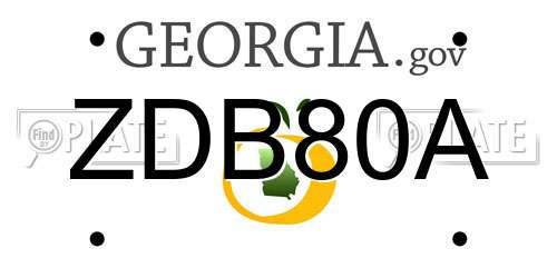 ZDB80A Georgia License Plate