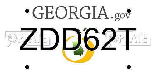 ZDD62T Georgia License Plate