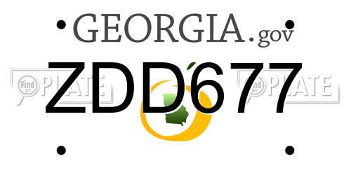 ZDD677 Georgia License Plate