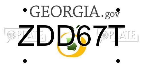 ZDD67T Georgia License Plate