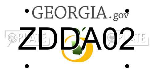 ZDDA02 Georgia License Plate