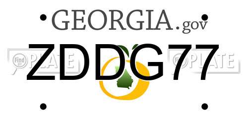 ZDDG77 Georgia License Plate