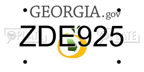 ZDE925 Georgia License Plate